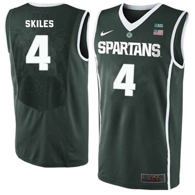 Men #4 Scott Skiles Michigan State Spartans College Basketball Jerseys-Green